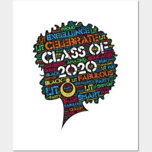 Class of 2020 Black Woman Afro Words Posters and Art